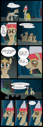 Size: 2160x6368 | Tagged: safe, artist:mr100dragon100, oc, oc:ahmose, oc:amisi, earth pony, pegasus, unicorn, comic:throne of dracula the secret world, argument, cave, comic, egyptian, egyptian headdress, egyptian pony, female, fixed, horn, husband and wife, male, mummy, pharaoh, queen