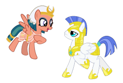 Size: 962x650 | Tagged: safe, edit, vector edit, somnambula, pegasus, pony, g4, armor, clothes, crack shipping, duo, female, floating, folded wings, hoof on chest, looking at each other, looking at someone, male, royal guard, ship:guardambula, shipping, simple background, spread wings, straight, transparent background, vector, wings