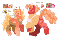 Size: 3222x2035 | Tagged: safe, artist:fizzmitz, big macintosh, fluttershy, pinkie pie, oc, oc:cherry pie, oc:dry cider, earth pony, pegasus, pony, anthro, unguligrade anthro, g4, alternate design, antennae, apron, butt freckles, clothes, cloven hooves, duo, earth pony oc, female, freckles, half-siblings, high res, hoof fluff, male, offspring, overalls, parent:big macintosh, parent:fluttershy, parent:pinkie pie, parents:fluttermac, parents:pinkiemac, pegasus oc, pinkiemac, raised hoof, screencap reference, ship:fluttermac, shipping, shoulder freckles, siblings, simple background, standing on two hooves, straight, transparent background, wing freckles, wings