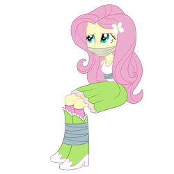 Size: 2000x2000 | Tagged: safe, artist:nie-martw-sie-o-mnie, fluttershy, human, equestria girls, g4, bondage, boots, boots bondage, bound and gagged, butterfly hairpin, cloth gag, clothes, female, femsub, fluttersub, gag, kidnapped, polka dot socks, shoes, simple background, sitting, skirt, socks, solo, submissive, tape, tape bondage, transparent background