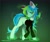 Size: 2048x1724 | Tagged: safe, artist:noemint, oc, oc only, earth pony, pony, binary, blue tail, clothes, colored pinnae, ear fluff, female, glasses, gradient background, hologram, mare, multicolored mane, solo, tail, turtleneck