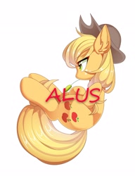 Size: 2000x2599 | Tagged: safe, artist:alus, applejack, earth pony, pony, g4, female, mare, simple background, solo, straw in mouth, white background