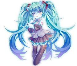 Size: 3143x2700 | Tagged: safe, artist:alus, pony, anime, blushing, boots, clothes, female, hatsune miku, mare, open mouth, ponified, shoes, simple background, skirt, smiling, solo, transparent background, vocaloid