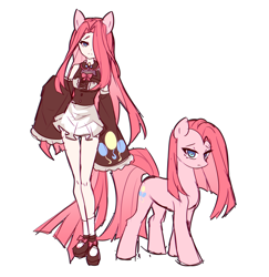 Size: 4245x4364 | Tagged: safe, artist:alus, pinkie pie, human, g4, absurd resolution, clothes, eared humanization, humanized, pinkamena diane pie, self paradox, self ponidox, shoes, skirt, socks, solo, tail, tailed humanization