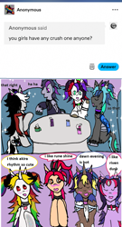 Size: 1137x2109 | Tagged: safe, artist:ask-luciavampire, oc, changeling, earth pony, pegasus, pony, undead, unicorn, vampire, vampony, ask, church, horn, love, tumblr