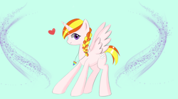 Size: 5000x2800 | Tagged: safe, oc, oc only, oc:cokecoffee, alicorn, pony, alicorn oc, braid, female, heart, horn, jewelry, looking at you, mare, pendant, solo, spread wings, wings