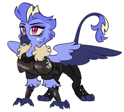 Size: 1650x1500 | Tagged: safe, artist:crimmharmony, oc, oc only, griffon, fallout equestria, armor, claws, fallout, female, griffon oc, simple background, solo, spread wings, talon merc, transparent background, wings