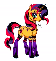 Size: 2322x2522 | Tagged: safe, artist:peachmichea, sunset shimmer, pony, unicorn, g4, chokerset, female, goth, gothset shimmer, horn, mare, piercing, ponymania, simple background, solo, tail, tail wrap, white background