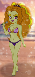 Size: 918x2000 | Tagged: safe, artist:emeraldblast63, adagio dazzle, human, equestria girls, g4, barefoot, beach, beach babe, belly, belly button, bikini, bikini babe, breasts, busty adagio dazzle, clothes, feet, female, microphone, nail polish, solo, stupid sexy adagio dazzle, swimsuit, toenail polish, toenails, toes