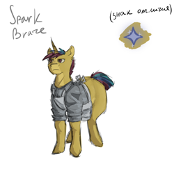 Size: 1000x1000 | Tagged: safe, artist:seemah, oc, oc only, oc:spark braze, pony, unicorn, g4, concept art, horn, madness is magic, male, simple background, solo, white background