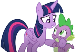 Size: 3594x2520 | Tagged: safe, edit, edited screencap, editor:homersimpson1983, screencap, spike, twilight sparkle, alicorn, dragon, pony, g4, background removed, duo, duo male and female, episode needed, female, male, not a vector, simple background, transparent background, twilight sparkle (alicorn), winged spike, wings