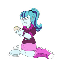 Size: 828x929 | Tagged: safe, artist:luvi-verse, sonata dusk, human, equestria girls, g4, cursed image, eating, female, food, simple background, solo, taco, white background