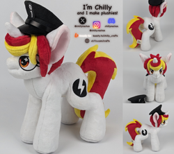 Size: 2160x1920 | Tagged: safe, artist:chillynachos, oc, oc only, oc:lazy saturday, pony, unicorn, commission, commission open, craft, hat, horn, irl, multiple views, photo, plushie, pony plushie, solo, unicorn oc