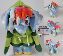 Size: 2160x1920 | Tagged: safe, artist:chillynachos, oc, oc only, original species, pegasus, pony, clothes, commission, commission open, craft, hat, hoodie, irl, multiple views, photo, plushie, pony plushie, solo