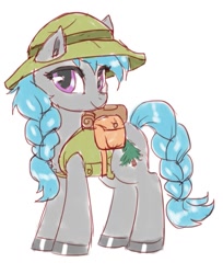 Size: 623x764 | Tagged: source needed, safe, artist:buttercupsaiyan, pony, clothes, concept art, cute, hat, ponies and jellykin, ranger, simple background, sketch, solo, vest, white background