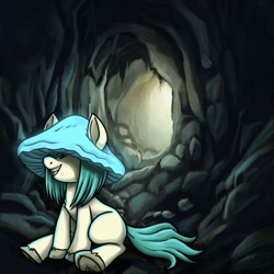 Size: 2000x2000 | Tagged: safe, artist:buttercupsaiyan, pony, cave, female, mushroom, shroompony, sitting