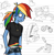 Size: 2283x2311 | Tagged: safe, artist:yuanzuowuzhedegou, rainbow dash, human, equestria girls, g4, :t, blue skin, breasts, clothes, female, humanized, multicolored hair, rainbow hair, shirt, shorts, solo