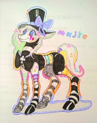 Size: 1689x2139 | Tagged: safe, artist:r-cang, oc, oc only, pony, hat, hooves, smiling, solo, top hat, traditional art