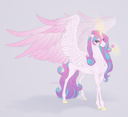 Size: 2048x1877 | Tagged: safe, artist:dementra369, princess flurry heart, alicorn, pony, g4, candy, colored hooves, colored wings, food, hooves, it's not a phase, large wings, lollipop, long hair, looking at you, magic, older, older flurry heart, solo, spread wings, teenager, wings