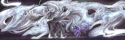 Size: 3264x1058 | Tagged: safe, artist:r-cang, oc, alicorn, dog, pegasus, pony, windigo, alicorn oc, group, horn, pegasus oc, wings