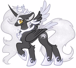 Size: 3394x3024 | Tagged: safe, artist:r-cang, oc, oc only, alicorn, pony, female, full body, mare, raised hoof, side view, simple background, solo, white background