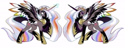 Size: 8079x3094 | Tagged: safe, artist:r-cang, oc, oc only, alicorn, pony, alicorn oc, horn, reference sheet, side view, simple background, solo, white background, wings