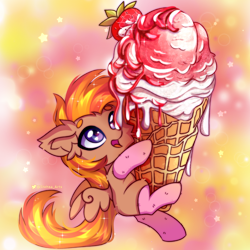 Size: 2500x2500 | Tagged: safe, artist:stesha, oc, oc:coma, pegasus, cute, food, ice cream, solo