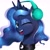 Size: 2500x2500 | Tagged: safe, artist:jxxnxmlp, princess luna, alicorn, pony, g4, bust, crown, cute, ethereal mane, female, happy, headphones, horn, jewelry, luna's crown, lunabetes, mare, one eye closed, one eye open, open mouth, open smile, peytral, portrait, regalia, simple background, smiling, solo, starry mane, white background, wink