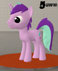 Size: 1553x1920 | Tagged: safe, artist:gradiusfanatic, oc, oc only, oc:andy glimmer, pony, unicorn, 3d, horn, male, solo, source filmmaker, stage.bsp, stallion, unicorn oc