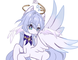 Size: 1680x1291 | Tagged: safe, alternate version, artist:xiaoshundrew, pegasus, pony, female, honkai: star rail, mare, ponified, robin (honkai: star rail), simple background, solo, white background