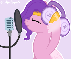 Size: 828x687 | Tagged: safe, artist:artsmlpgen5, pipp petals, pegasus, pony, g4, g5, female, g5 to g4, generation leap, headphones, mare, microphone