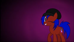 Size: 1170x659 | Tagged: safe, artist:jhayarr23, artist:oblivionfall, oc, oc only, oc:shadowring, earth pony, pony, g4, looking at you, one eye closed, wink, winking at you