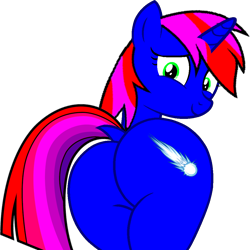 Size: 1002x1003 | Tagged: safe, artist:jonesdylan874, artist:katnekobase, artist:muhammad yunus, oc, oc only, oc:blue comet, pony, unicorn, g4, base used, butt, butt focus, dock, female, flank, heart butt, horn, large butt, plot, simple background, solo, tail, transparent background