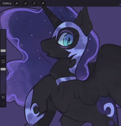 Size: 1611x1668 | Tagged: safe, artist:numetalalicorn, nightmare moon, alicorn, pony, g4, art program in frame, procreate app, solo