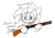 Size: 1274x902 | Tagged: safe, artist:morningbullet, oc, oc only, oc:noot, earth pony, pony, faith: the unholy trinity, gun, shotgun, simple background, sketch, smiling, solo, sparkles, weapon, white background