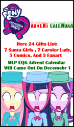 Size: 1647x2849 | Tagged: safe, artist:cartoonmasterv3, fluttershy, starlight glimmer, twilight sparkle, human, equestria girls, g4, advent calendar, christmas, christmas 2024, female, holiday, list, trio, trio female, twilight sparkle (alicorn)