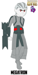 Size: 1141x2223 | Tagged: safe, artist:robertsonskywa1, equestria girls, g4, angry, arm cannon, decepticon, equestria girls-ified, male, megatron, photo, simple background, solo, transformers, transformers one, transparent background