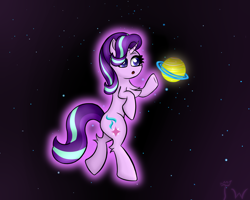 Size: 5000x4000 | Tagged: safe, artist:twinky, starlight glimmer, pony, unicorn, g4, chest fluff, female, horn, mare, saturn, solo, space