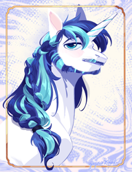 Size: 1920x2496 | Tagged: safe, artist:yuyusunshine, shining armor, pony, unicorn, g4, beard, braid, bust, facial hair, horn, looking at you, male, moustache, portrait, solo, stallion