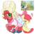 Size: 2048x2048 | Tagged: safe, artist:nimingxiwang168, apple bloom, big macintosh, blues, lucky clover, noteworthy, earth pony, pony, brotherhooves social, g4, my little pony: friendship is magic, brother and sister, clothes, crossdressing, dress, female, filly, foal, male, orchard blossom, screencap reference, siblings, simple background, stallion, white background