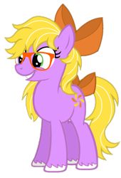 Size: 720x1060 | Tagged: safe, artist:lucky bolt, artist:pegasski, oc, oc only, oc:misty breeze, earth pony, pony, base used, bow, feathered fetlocks, female, glasses, hair bow, hair over one eye, simple background, solo, tail, tail bow, transparent background