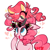 Size: 2879x2879 | Tagged: safe, artist:yizhitianmenga, pinkie pie, earth pony, insect, pony, g4, crossover, female, hazbin hotel, heart, hellaverse, mare, niffty, open mouth, ponified, simple background, smiling, white background