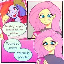 Size: 1440x1440 | Tagged: safe, artist:olikotier, fluttershy, rainbow dash, equestria girls, g4, female, lesbian, lyrics, ship:flutterdash, shipping, text