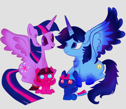 Size: 1879x1633 | Tagged: artist needed, source needed, safe, twilight sparkle, oc, oc:blue thunder, alicorn, pony, g4, canon x oc, colt, family, female, filly, foal, male, parent:twilight sparkle, shipping, straight, thundersparkle, twilight sparkle (alicorn)