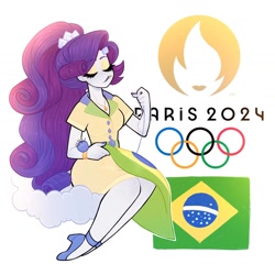 Size: 1440x1440 | Tagged: safe, artist:olikotier, rarity, human, equestria girls, g4, brazil, female, paris 2024, solo