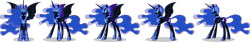 Size: 5227x869 | Tagged: safe, dhx media, nightmare moon, alicorn, pony, g4, leak, behind the scenes, concave belly, ethereal hair, ethereal mane, ethereal tail, evil, female, flash asset, flash puppet, mare, puppet rig, reference, simple background, slender, solo, spread wings, tail, tall, thin, transparent background, turnaround, wings