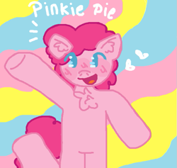 Size: 583x552 | Tagged: safe, artist:mikey-issoilly, pinkie pie, earth pony, pony, semi-anthro, g4, bipedal, chest fluff, female, heart, mare, waving