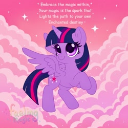 Size: 1500x1500 | Tagged: safe, artist:faelingmagic, twilight sparkle, alicorn, pony, g4, female, flying, mare, solo, twilight sparkle (alicorn)