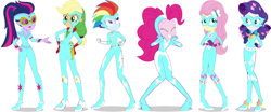 Size: 1092x453 | Tagged: safe, artist:amadondawn, applejack, fluttershy, pinkie pie, rainbow dash, rarity, sci-twi, twilight sparkle, human, equestria girls, g4, humane five, humane six, power ponies, simple background, white background