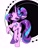 Size: 1200x1600 | Tagged: safe, artist:stacy_165cut, starlight glimmer, pony, unicorn, g4, abstract background, big eyes, butt, dock, eyelashes, female, floppy ears, glimmer glutes, horn, lidded eyes, long horn, long mane, long tail, looking back, mare, pink coat, plot, purple eyes, raised hoof, raised leg, shiny mane, shiny tail, smiling, solo, sparkly eyes, standing on two hooves, starry eyes, tail, three toned mane, three toned tail, two toned background, underhoof, walking, wavy mane, wavy tail, wingding eyes